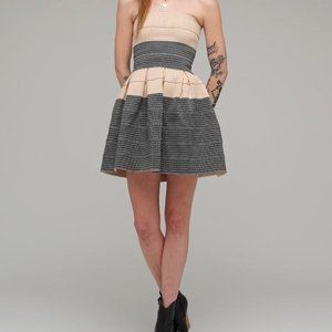 PDB Strapless Black & Tan Bandage Dress - Size M